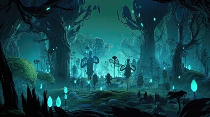 Obraz premium In the enchanted forest, a group of magical guardians work tirelessly to ensure that the natural balance of the land is maintained. Generated by AI.