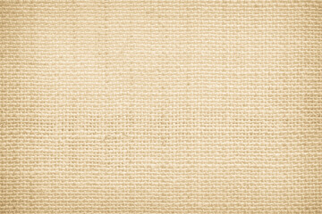 Fototapeta na wymiar Jute hessian sackcloth canvas woven texture pattern background in light beige cream brown color blank empty 
