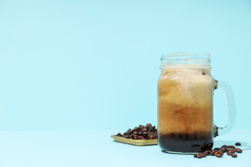 Cold drink for refreshing - ice coffee, space for text