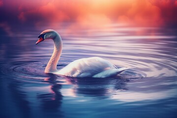 Fototapeta premium Swan On The Sea Generative AI