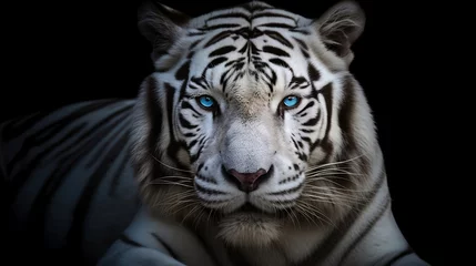 Zelfklevend Fotobehang white tiger blue eyes portrait © griff
