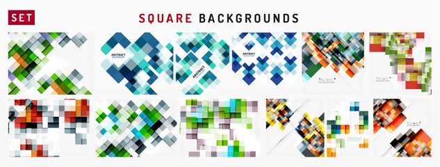 Set of abstract color square tile or mosaic pattern minimal background for wallpaper, banner, background, landing page, wall art, invitation, prints