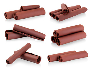 Set of Chocolate Tubes and Curls on transparent background