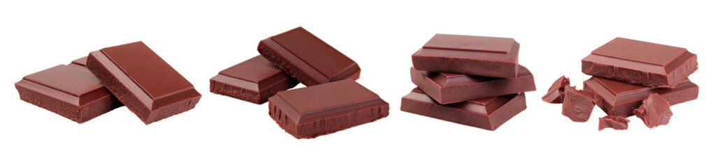 Set of Different Chocolate Bars, isolated on transparent background