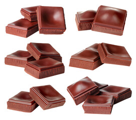 Set of Different Chocolate Bars, isolated on transparent background