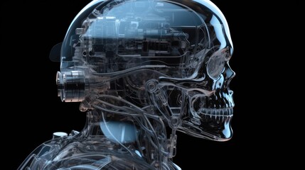 Identifying Cyborgs, X-Ray Imaging, Uncovering Hidden Robotics, Futuristic Sci-Fi Concept, Generative AI Illustration