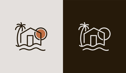 Beach Resort Palm Tree Logo. Universal creative premium symbol. Vector sign icon logo template. Vector illustration