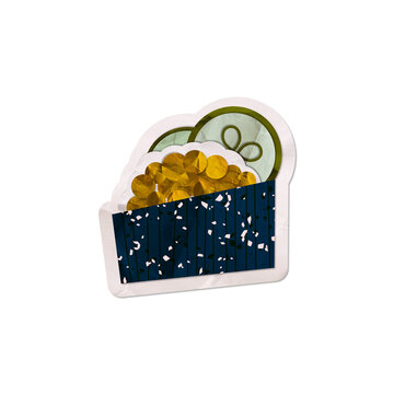 Sushi Guncan. Stylish illustration with Asian food. Paper cut print, design