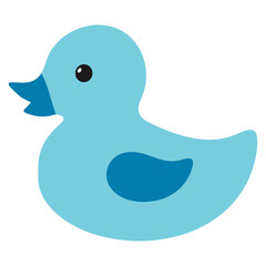 Blue rubber ducky. Flat vector illustration