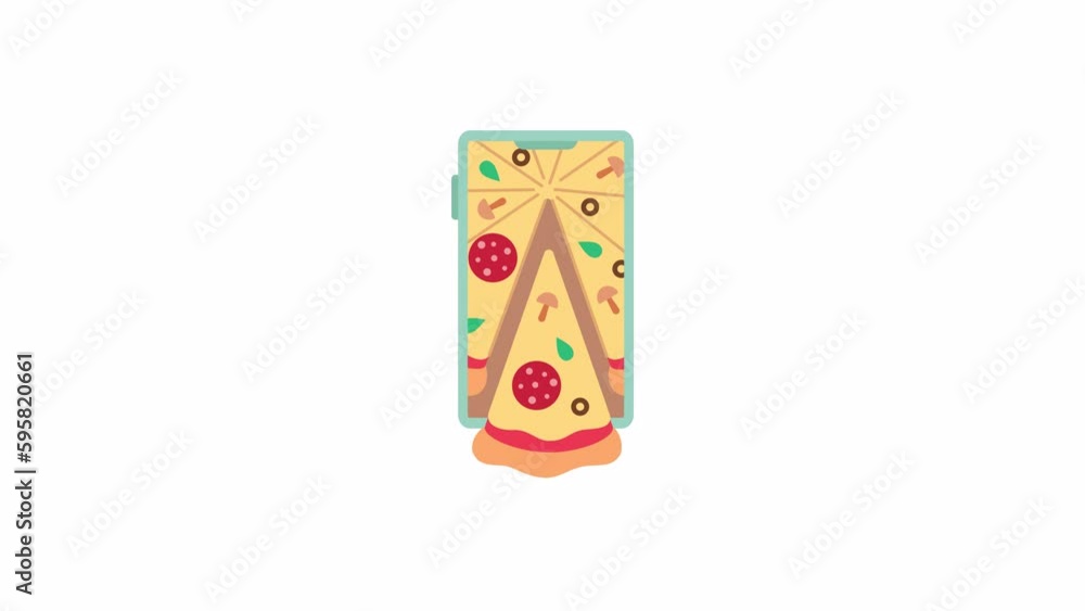 Aufkleber takeout pizza menu app animation. animated mobile phone screen 2d cartoon flat object. order deliver