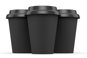 Set of paper coffee cups for cappuccino, americano, espresso, mocha, latte