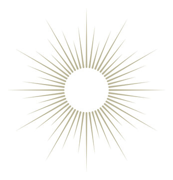 Decorative sun beam logo. Golden light rays