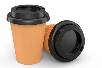 Set of paper coffee cups for cappuccino, americano, espresso, mocha, latte
