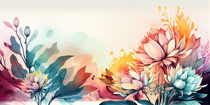 Abstract colorful floral header background wallpaper design (Generative AI)