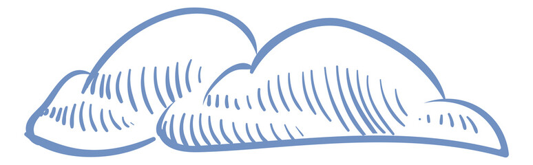 Hand drawn cloud. Simple curved shape. Sky symbol