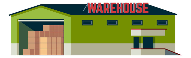 Warehouse icon. Cargo storage building. Shipping service