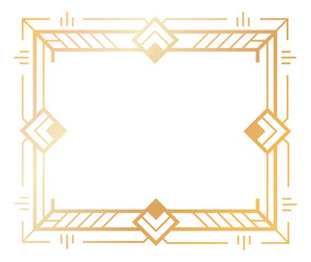 Retro golden art deco frame. Decorative border