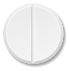 Round tablet mockup. White painkiller or antibiotic drug