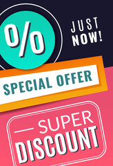 Super discount advertising background. Marketing poster template