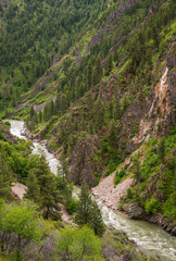 River Winding Through the Sawtooth Mountains, Mountain range in Idaho