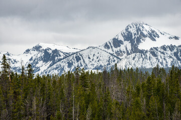 Snow Capped Mountains at The Sawtooth Mountains, Mountain range in Idaho