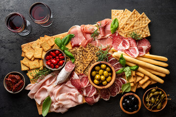 Appetizers with differents antipasti