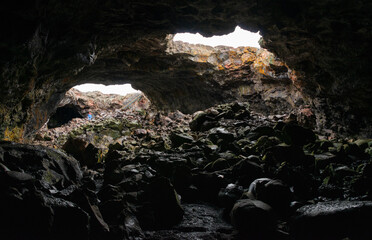 Inside Cave at Craters of the Moon National Monument and Preserve in Idaho
