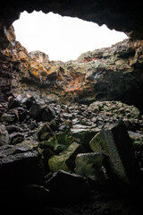 Inside Cave at Craters of the Moon National Monument and Preserve in Idaho