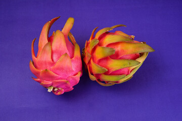 Healthy dragon fruits or pitaya isolated on texture background.