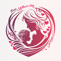 Mother and child hugging in heart shaped frame ornamental