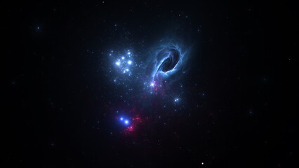 Obraz na płótnie Canvas Galaxies nebulae and stars in the universe. Creation of new worlds. Space background, cosmos. 3d render