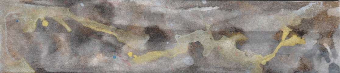 Watercolor background black gold splashes rock texture grey stone