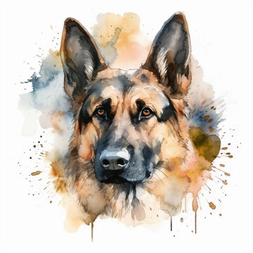 Hundekopf Deutscher Sch&auml;ferhund, Illustration