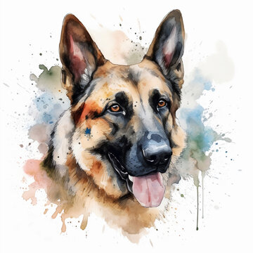 Hundekopf Deutscher Sch&auml;ferhund, Illustration