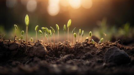 a group of young plants sprouting from the ground, generative AI