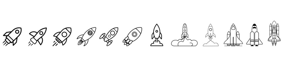 Space Rocket icon vector set. Space Craft illustration sign collection. Shuttle symbol or logo.