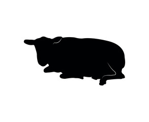 Vector flat sheep silhouette isolated on white background