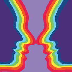 rainbow face International​ day​ against homophobia and​ Transphobia vertor On a purple background. Editable.