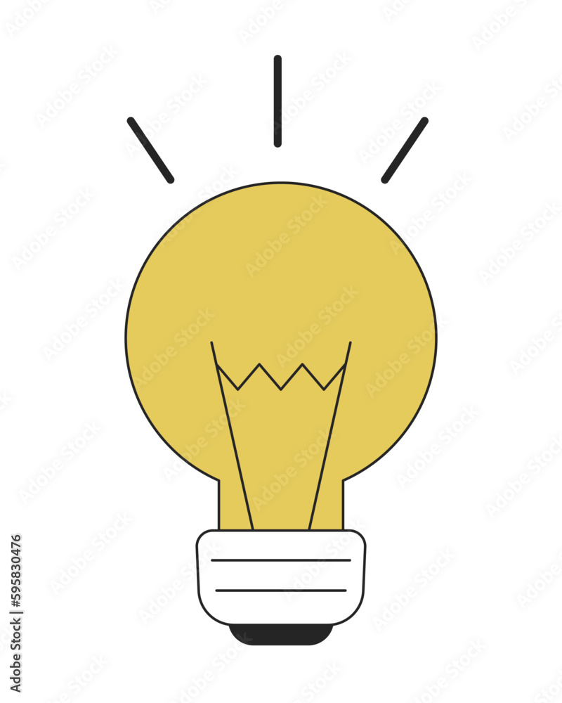 Poster glowing bright light bulb flat line color vector object. incandescent lightbulb. editable lineart ic