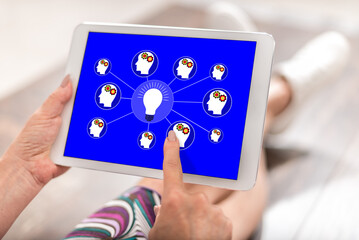 Brainstorming concept on a tablet