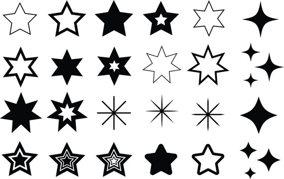 Set of Stars and Sparkles Illustration Elements
