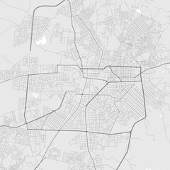 Map of Asmara city, Eritrea. Urban black and white poster. Asmera road map with metropolitan city area view.