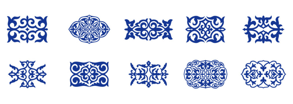 Islamic ornament vector, persian motiff. Asian floral designs. Abstract Asian elements of the national pattern of the ancient nomads of the Kazakhs, Kyrgyz, Mongols, Tatars, Uzbeks, Tajiks and other
