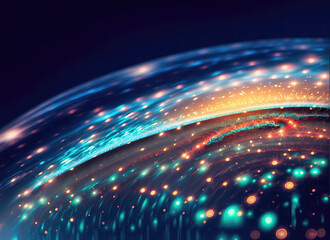 Obraz premium Glowing abstract futuristic colorful science and technology background.