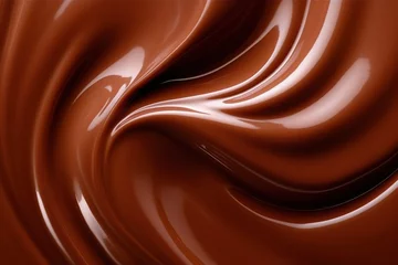 Fotobehang Melted chocolate surface . Ai. Liquid chocolate close-up background.  © Ara Hovhannisyan