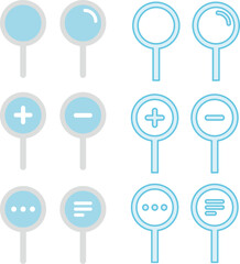 シンプルな虫眼鏡の検索アイコンのバリエーションセット