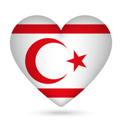 Turkish Republic of Northern Cyprus flag in heart shape. Vector illustration.