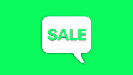 Green percent sign on white message board. Interest withdrawal signal. Discount notifications. Message on a green background. Horizontal image. 3D image. 3D rendering.
