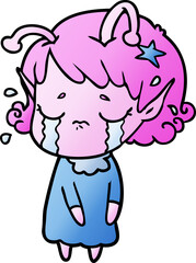 cartoon crying alien girl
