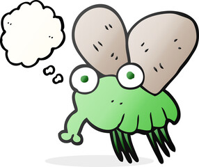 freehand drawn thought bubble cartoon fly